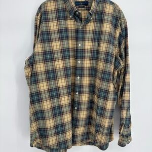 Ralph Lauren Men's Casual Plaid Shirt - Beige and Navy